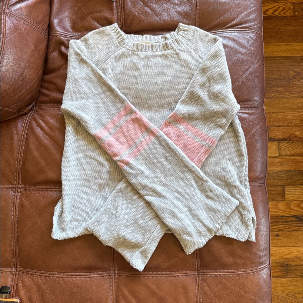 True Craft Women's Cream and Pink Crew Neck Sweater